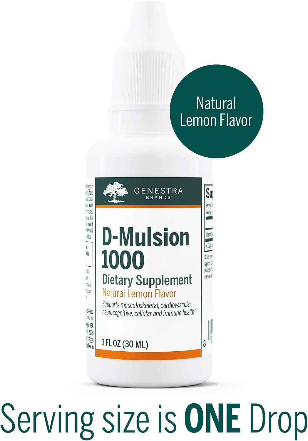 Genestra Brands D-Mulsion 1000 - Liquid Vitamin D Supplement - Natural Lemon Flavour - 1 Fl Oz (30 ml) - görsel 3