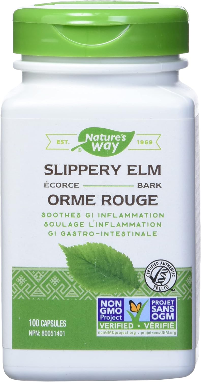 Nature's Way Slippery Elm Bark, 1,600 mg, 100 Vegetarian Capsules, Pack of 2 - görsel 1