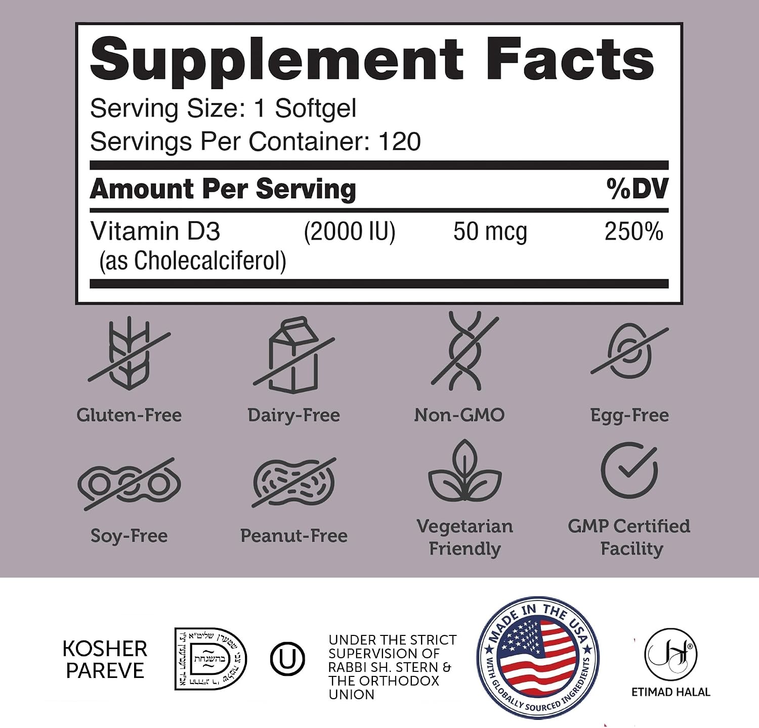 Zahler - Advanced Vitamin D3 2000 IU Softgels (120 Count) Kosher Vegetarian Friendly Vitamin D for Immune Support, Bone, Teeth and Muscle Health - Daily D3 Vitamin Supplement for Adults - Easy to Swallow - görsel 2