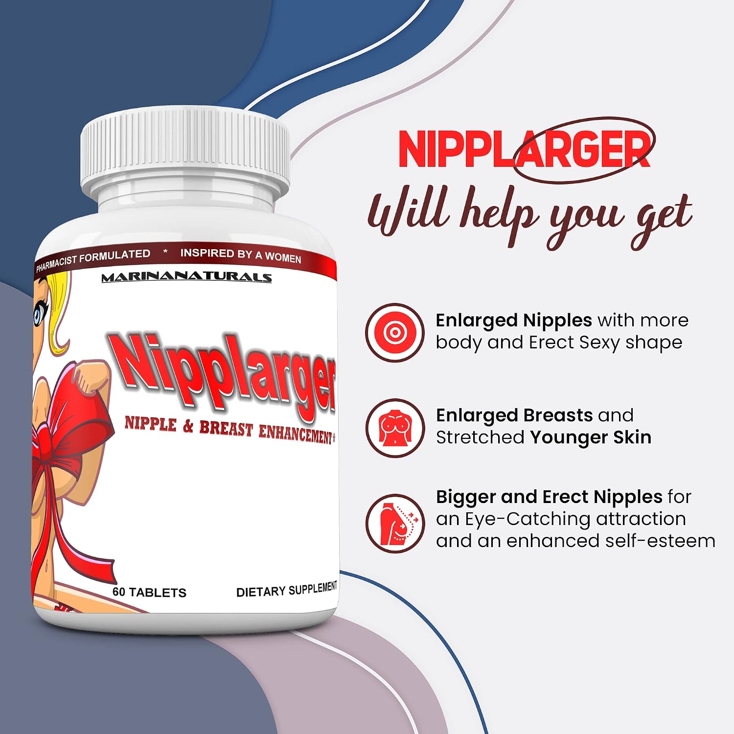 MARINANATURALS NIPPLARGER Nipple and Breast Support Supplement with Biotin, Hyaluronic Acid and Collagen - 60 Tablets - görsel 4