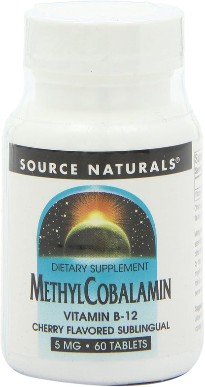 Source Naturals Methylcobalamin Vitamin B-12 5mg Cherry Flavoured Lozenges – 60 Count