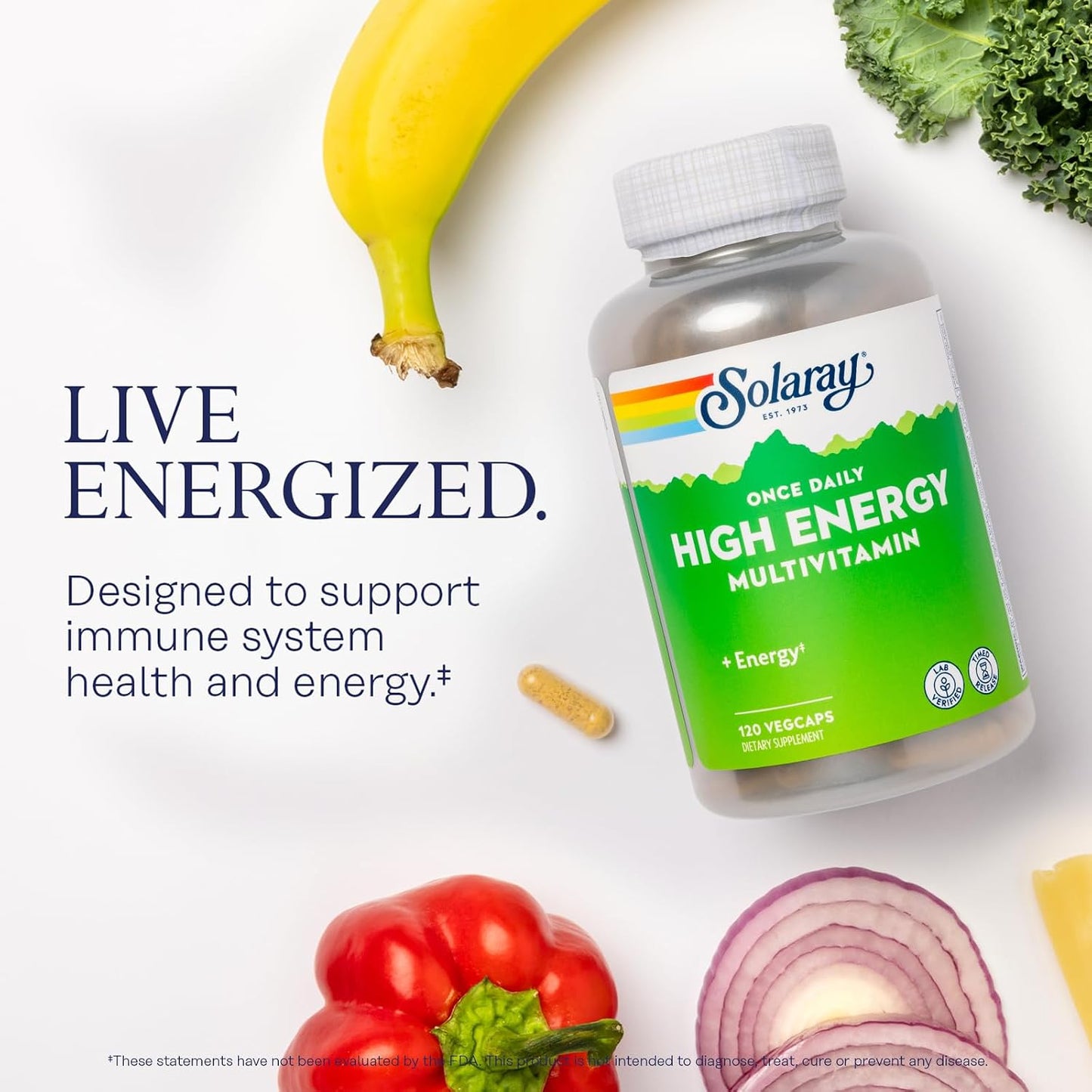 SOLARAY Once Daily High Energy Multivitamin - Timed Release - 120 Veggie Capsules - görsel 3