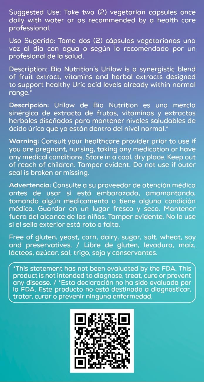 Bio Nutrition Urilow, 60 Vegetarian Capsules - görsel 4