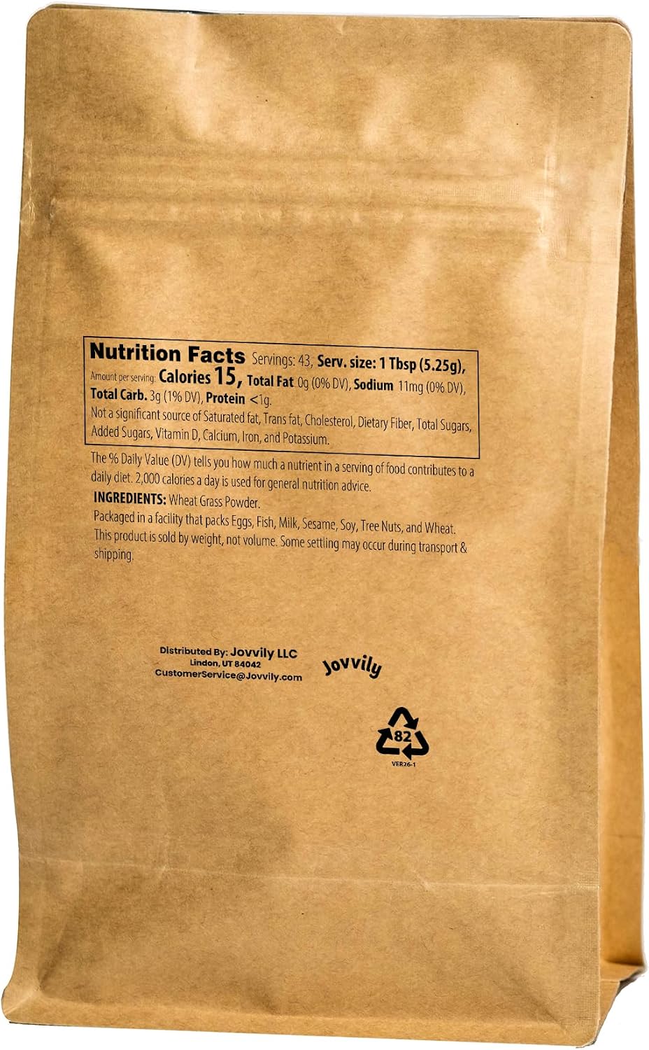 Jovvily Wheat Grass Powder - 227 g - Superfood - No Fillers - Smoothies & Shakes - görsel 2