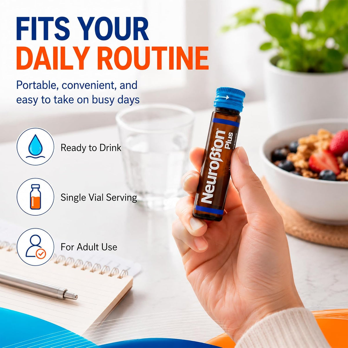 Neurobion Plus B Complex Liquid Food Supplement - Vitamin B12, B6, B1 Drinkable Oral Vials for Daily Energy Support, Nervous System Health & Metabolism Support for Adults - 10 Liquid Shots - görsel 4