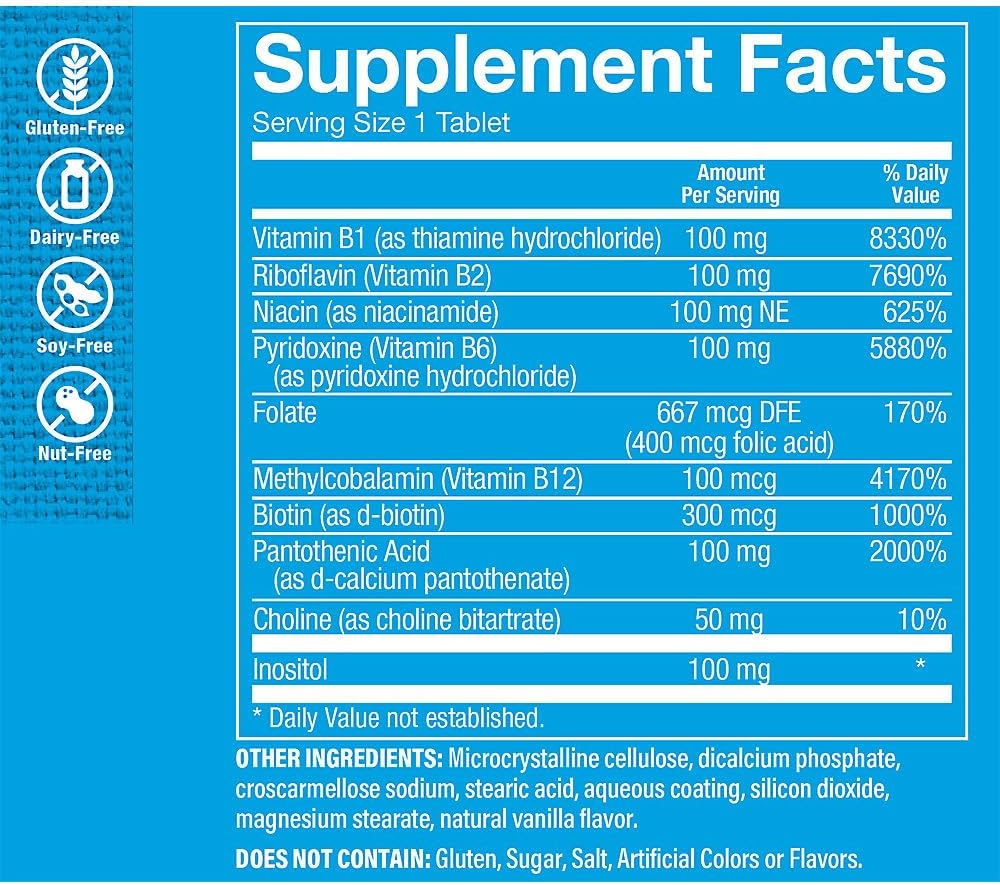 The Vitamin Shoppe Vitamin B-Complex - Support for Energy Metabolism & Nervous System, Complete B Vitamins (100 Tablets) - görsel 2