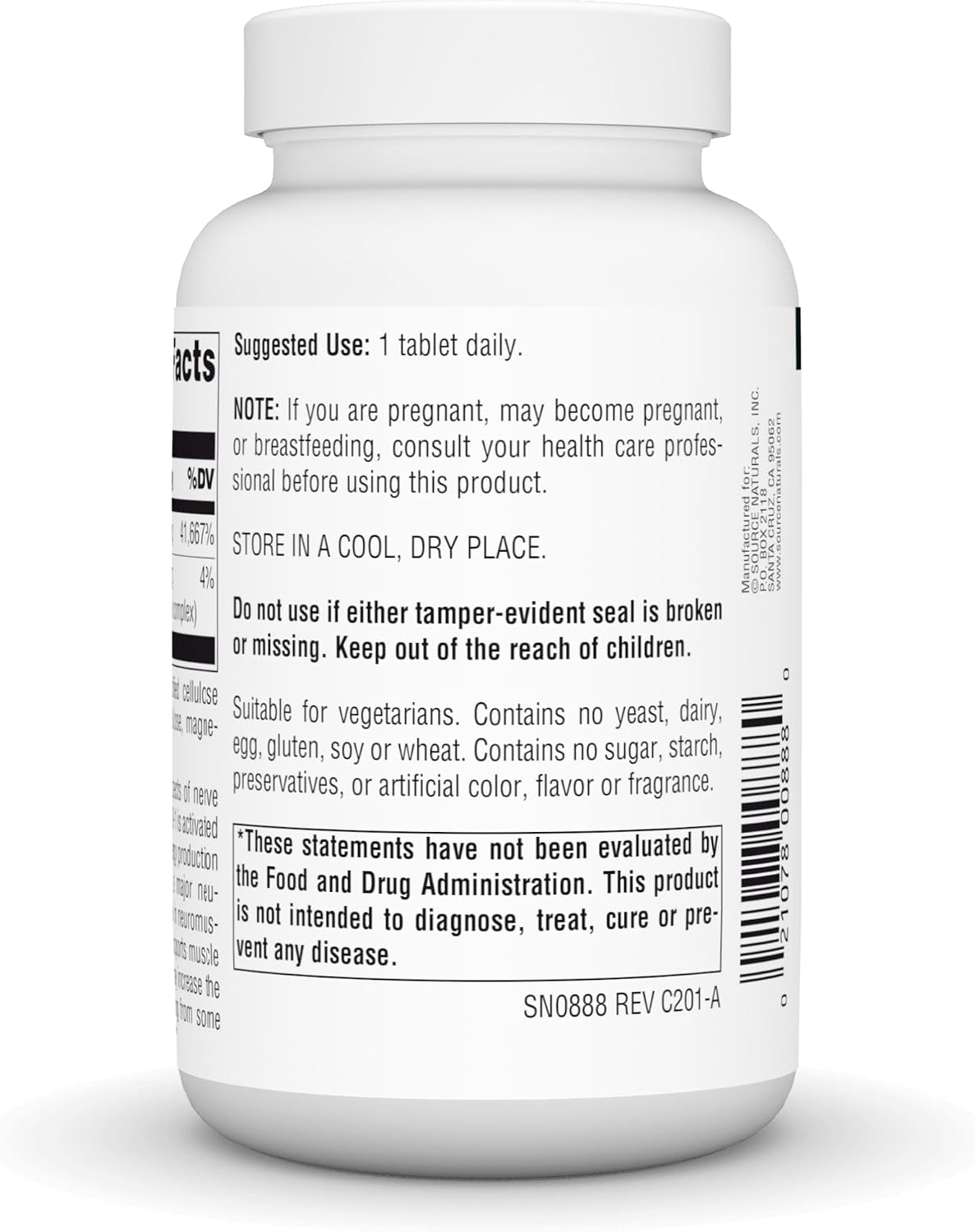 Source Naturals Vitamin B-1 (Thiamine) 500mg High Strength Supplement – 100 Tablets - görsel 3