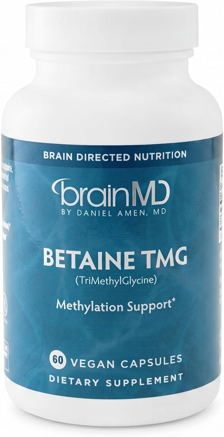 BRAINMD Dr Amen Betaine TMG - 60 Capsules - Mood and Methyl Support - Gluten-free - görsel 1