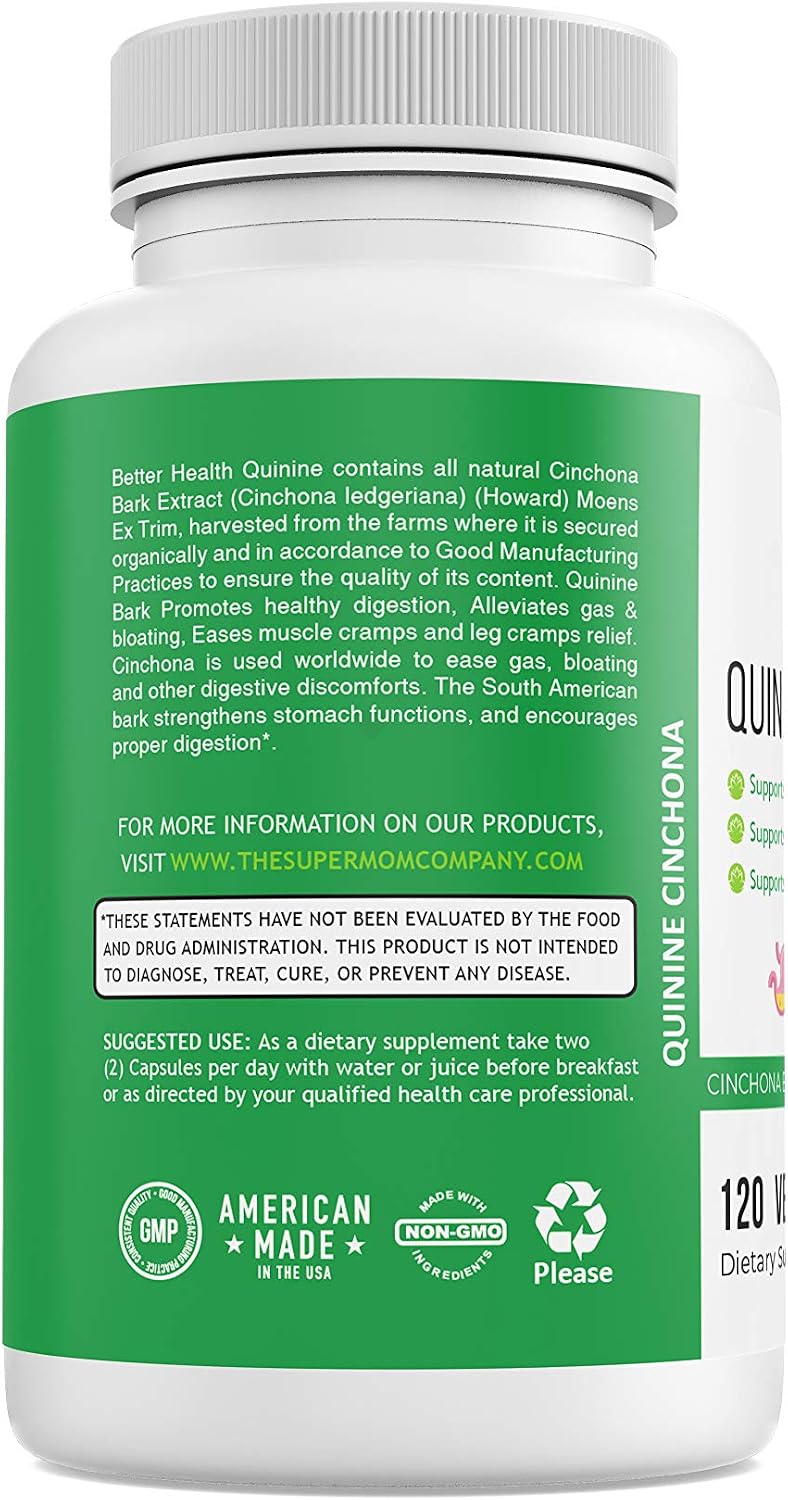 Better Health Quinine Cinchona Bark Extract Herbal Food Supplement for Digestive Comfort & Leg Cramp Relief – 500 mg (120 Capsules) - görsel 3