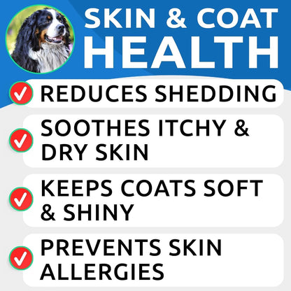 BARK&SPARK Omega-3 for Dogs – 180 Fish Oil Chews for Shedding Support, Skin Allergy Relief, Itch Relief, Hot Spots – Joint Health – Skin & Coat Supplement – EPA & DHA Fatty Acids – Salmon Oil