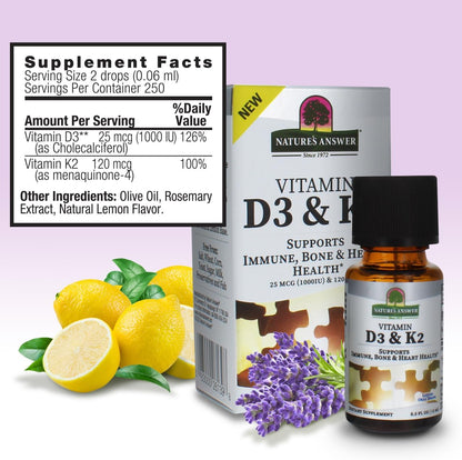 Nature's Answer Vitamin D3 and K2 Liquid Drops, 15 ml