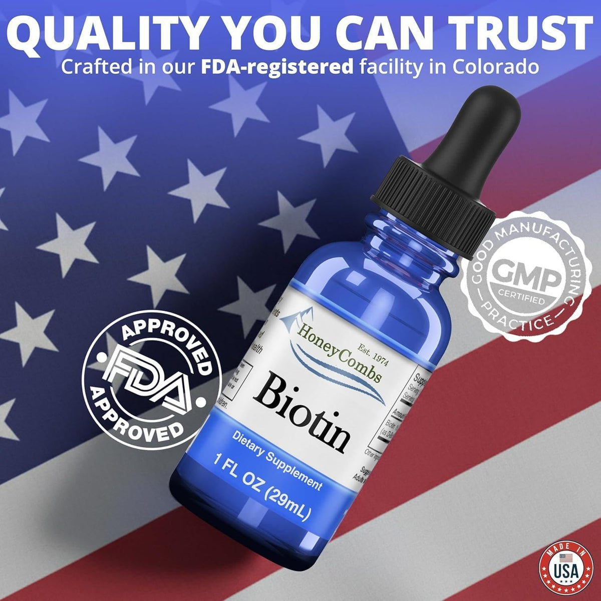 HoneyCombs B7 Drops - 500% DV Biotin Liquid Food Supplement for Hair, Skin & Nails - görsel 8