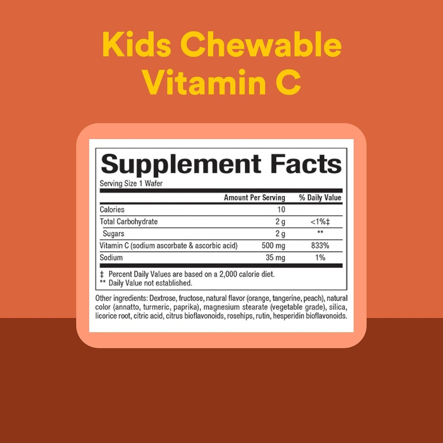 Natural Factors Kids Chewable Vitamin C 500 mg – Tangy Orange – 180 Chewable Wafers - görsel 4