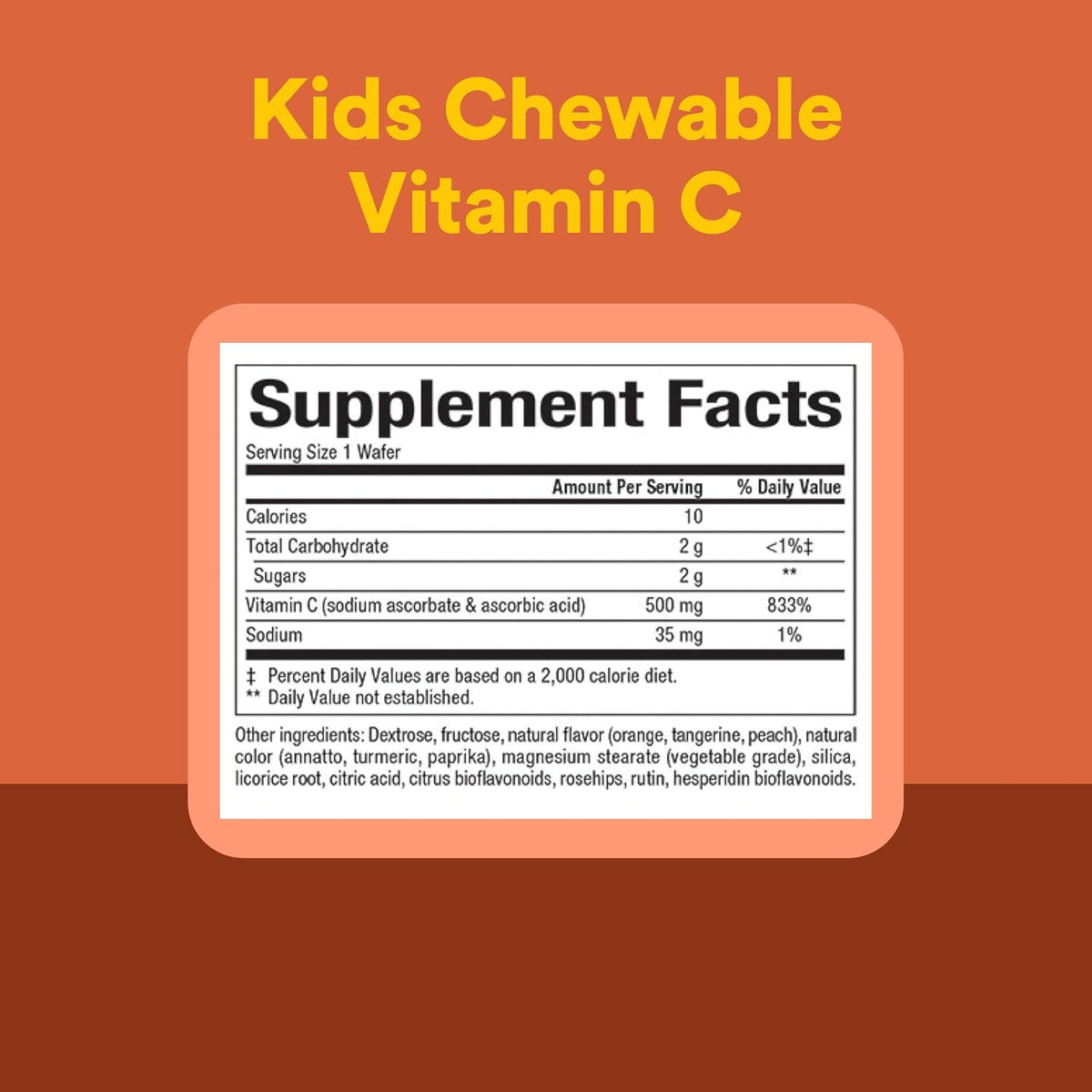 Natural Factors Kids Chewable Vitamin C 500 mg – Tangy Orange – 180 Chewable Wafers - görsel 4