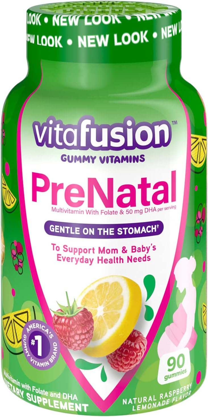 Vitafusion Prenatal Gummy Vitamins - Natural Lemon & Raspberry Lemonade Flavours - 90 Gummies - görsel 2