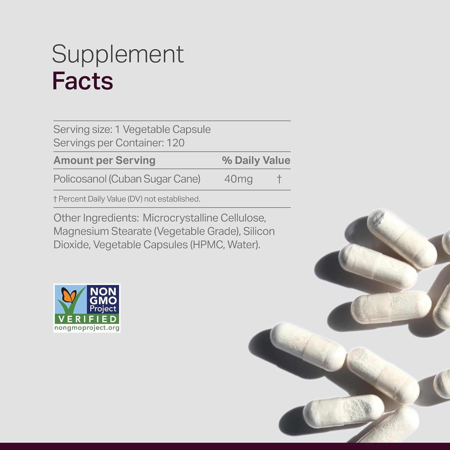 Anew Vita Policosanol Supplement - 40mg per Serving, Cuban Sourced Sugarcane, Non-GM, Gluten-Free - 120 Veggie Capsules - görsel 2