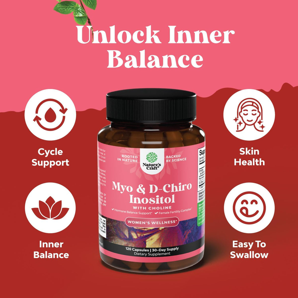 Myo-Inositol & D-Chiro Inositol Capsules - Choline Inositol Supplement for Menstrual Cycle and Fertility Support - görsel 2