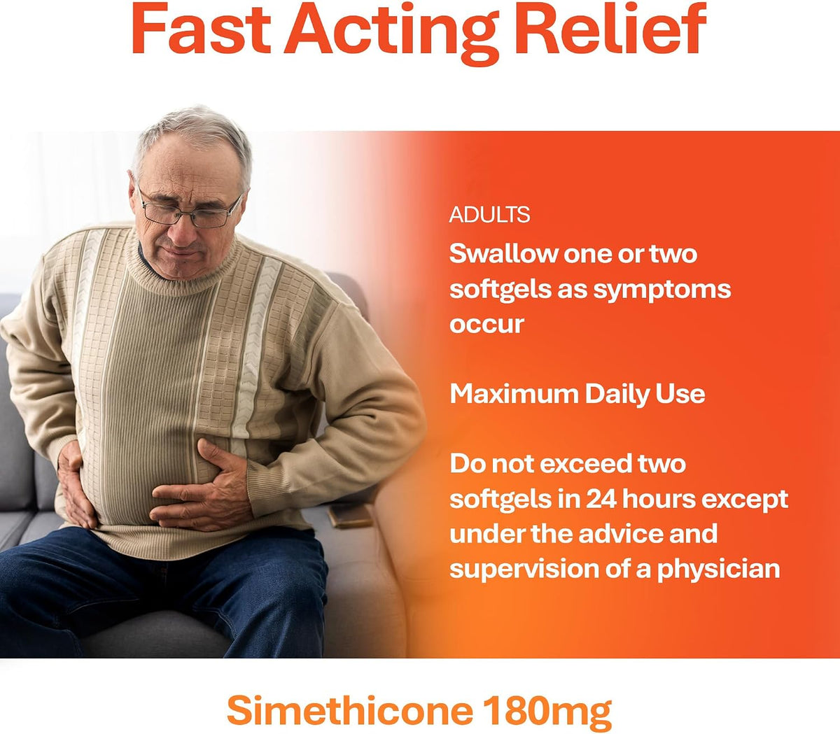 Rugby Ultra Strength Simethicone Gas Relief 180 mg, 60 Softgels - görsel 4