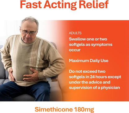 Rugby Ultra Strength Simethicone Gas Relief 180 mg, 60 Softgels