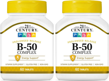21st Century B-50 Complex Prolonged Release Tablets, 60 Tablets (Pack of 2)