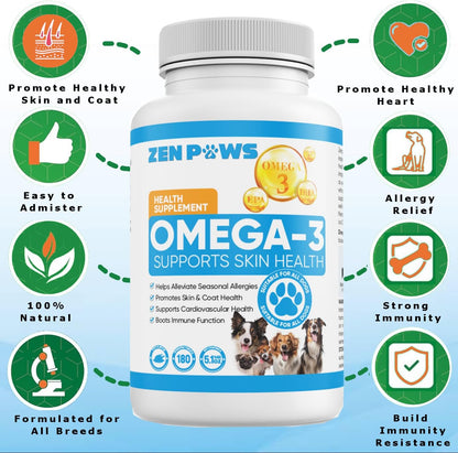 Zenpaws Omega-3 Fish Oil for Dogs – 180 Chewable Tablets