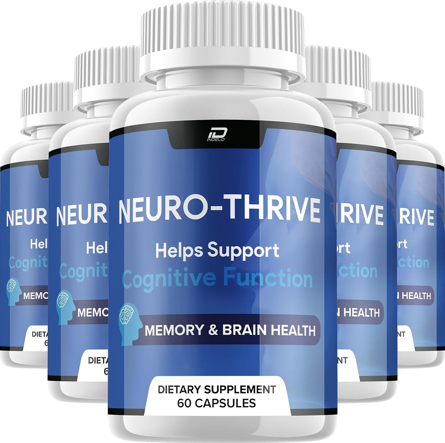 (5 Pack) Neuro Thrive Brain Supplement – Memory & Cognitive Support – 300 Capsules - görsel 1