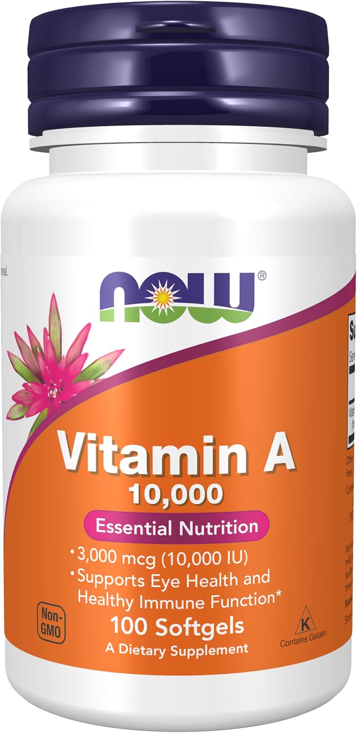 NOW Foods Vitamin A 10,000 IU – 100 Softgels - görsel 1