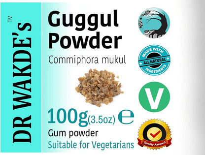 DR WAKDE'S Guggul Powder (Mukul Myrrh | Commiphora mukul) - 100g | Pure, Raw and Dried Powder | Natural Aroma and Freshness | Fine Powder | Vegan | Premium Grade | Nothing Added, Nothing Removed