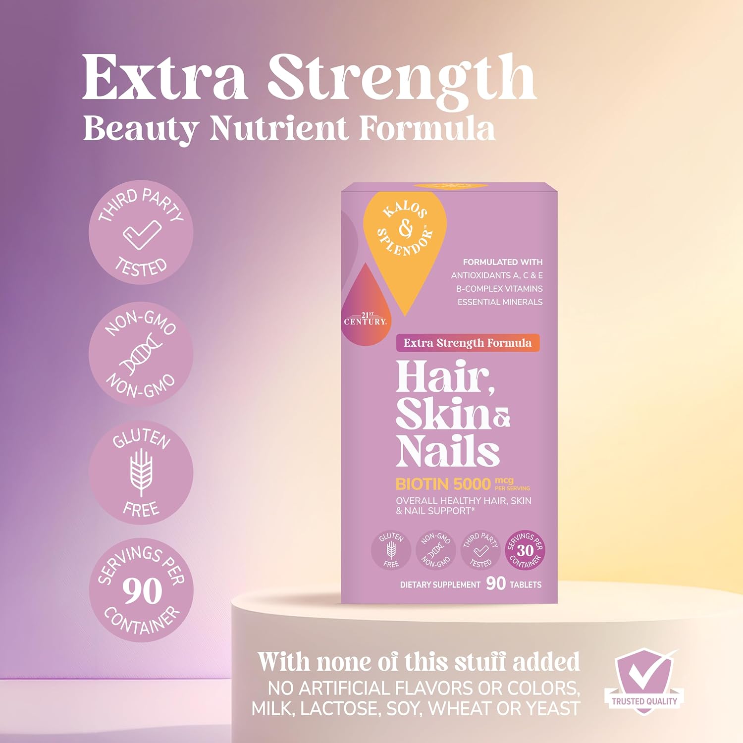 21st Century Hair, Skin and Nails Tablets, Extra Strength, 90 Tablets - görsel 2