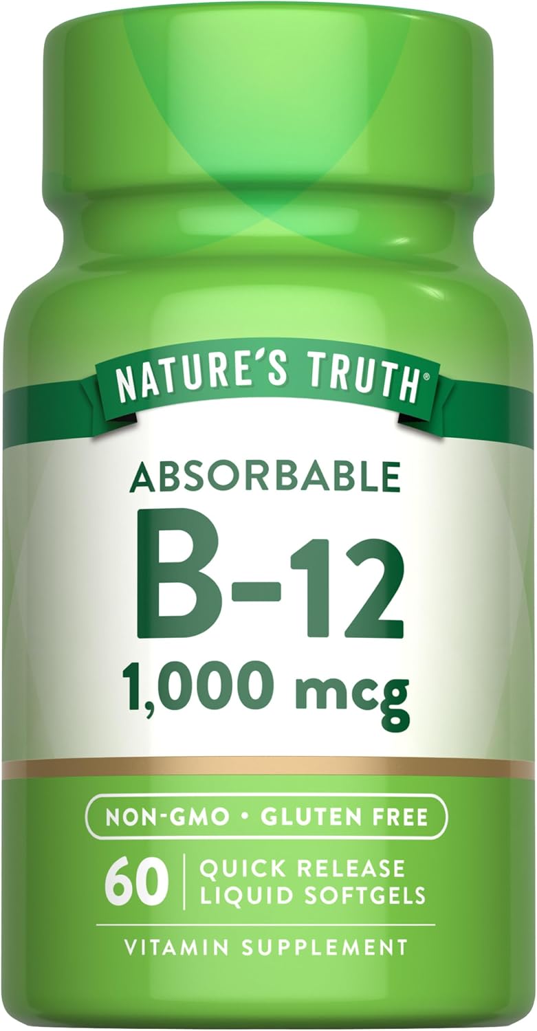 Nature's Truth Vitamin B12 1000 mcg Quick Release Liquid Softgels, 60 Capsules - görsel 1