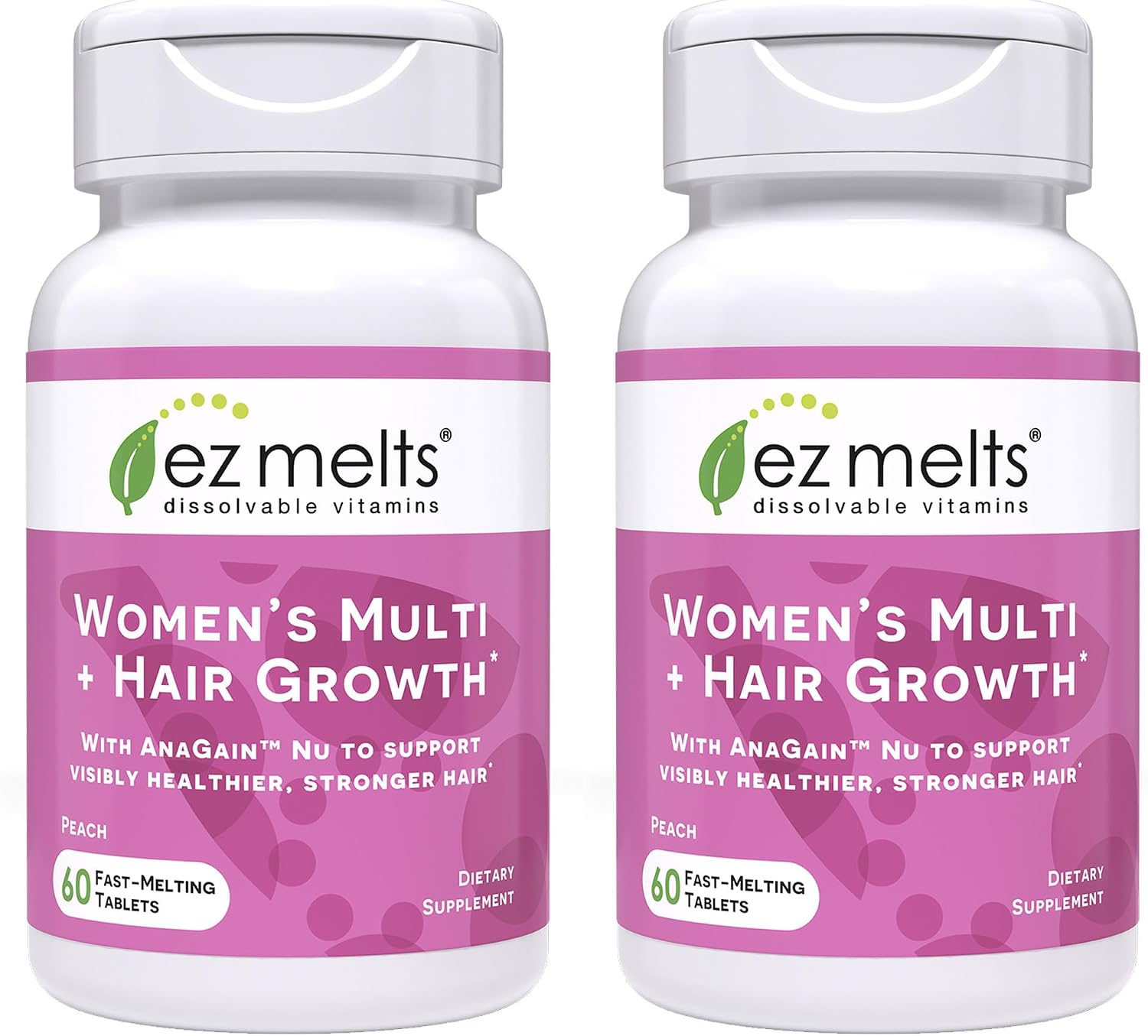 EZ Melts Women's Multi + Hair Growth – Daily Multivitamin with Methylated B Vitamins, Iron-Free, Non-GM & Vegan – Peach – 60 Dissolvable Tablets (30 Servings) - görsel 10