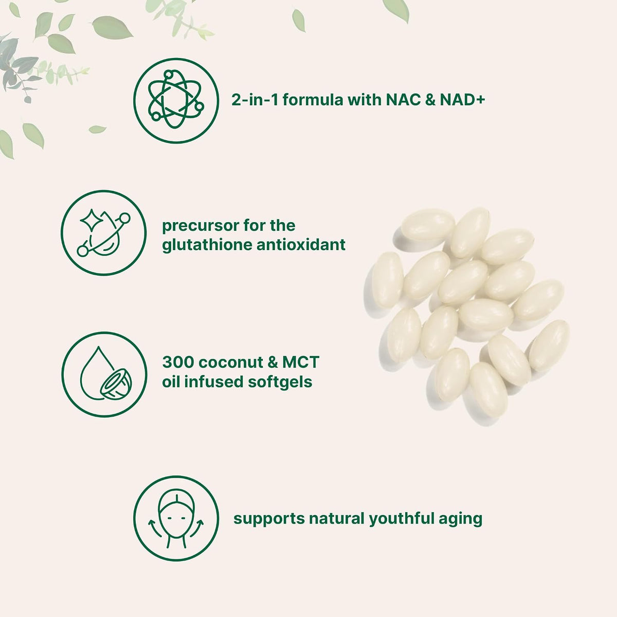 NAC 600mg with NAD+, 300 Soft gel capsules - görsel 3