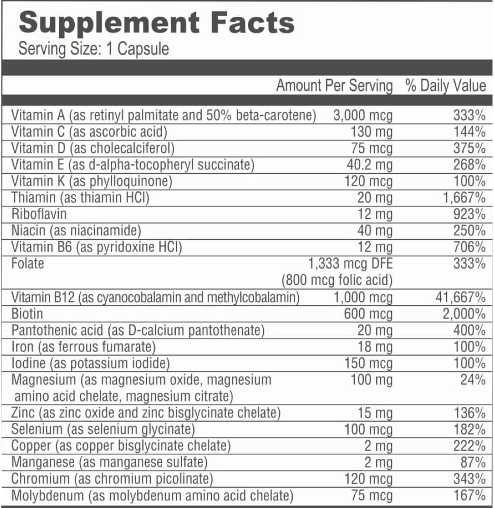 BariatricPal Multivitamin ONE - Daily Bariatric Multivitamin with 18 mg Iron, 90 Capsules - görsel 9