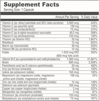 BariatricPal Multivitamin ONE - 1 Daily Capsule with 18 mg Iron - 30 Capsules