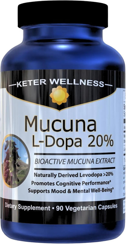 Mucuna Pruriens 20% L-Dopa – Standardised Velvet Bean Extract – Vegan, Non-GMO, 90 Capsules
