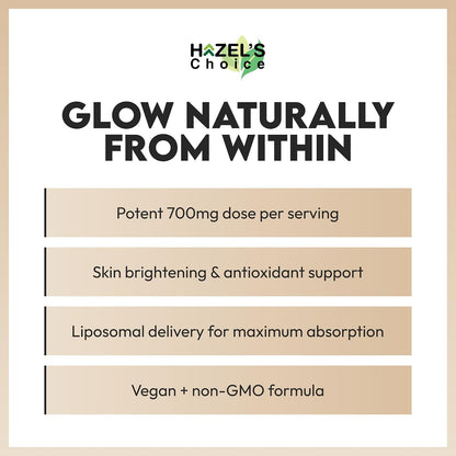 HAZEL'S Choice Liposomal Glutathione 700mg | 60 Vegetable Capsules | Vegan, Non-GMO, Lactose-Free | Plant-Based Formulation