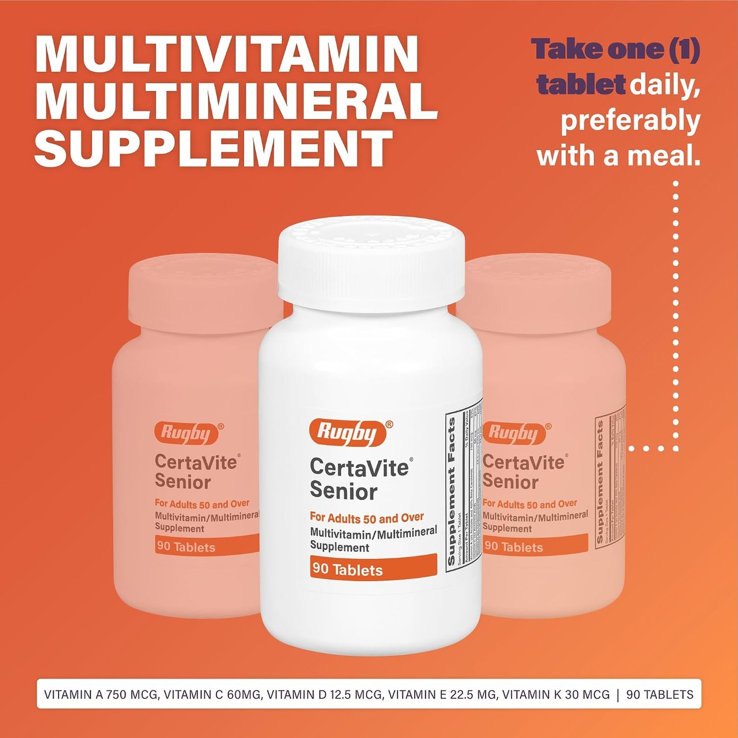 Rugby CertaVite Senior Multivitamin/Multimineral Food Supplement for Adults 50 and Over - 90 Tablets - görsel 2