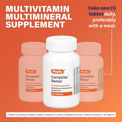 Rugby CertaVite Senior Multivitamin/Multimineral Food Supplement for Adults 50 and Over - 90 Tablets