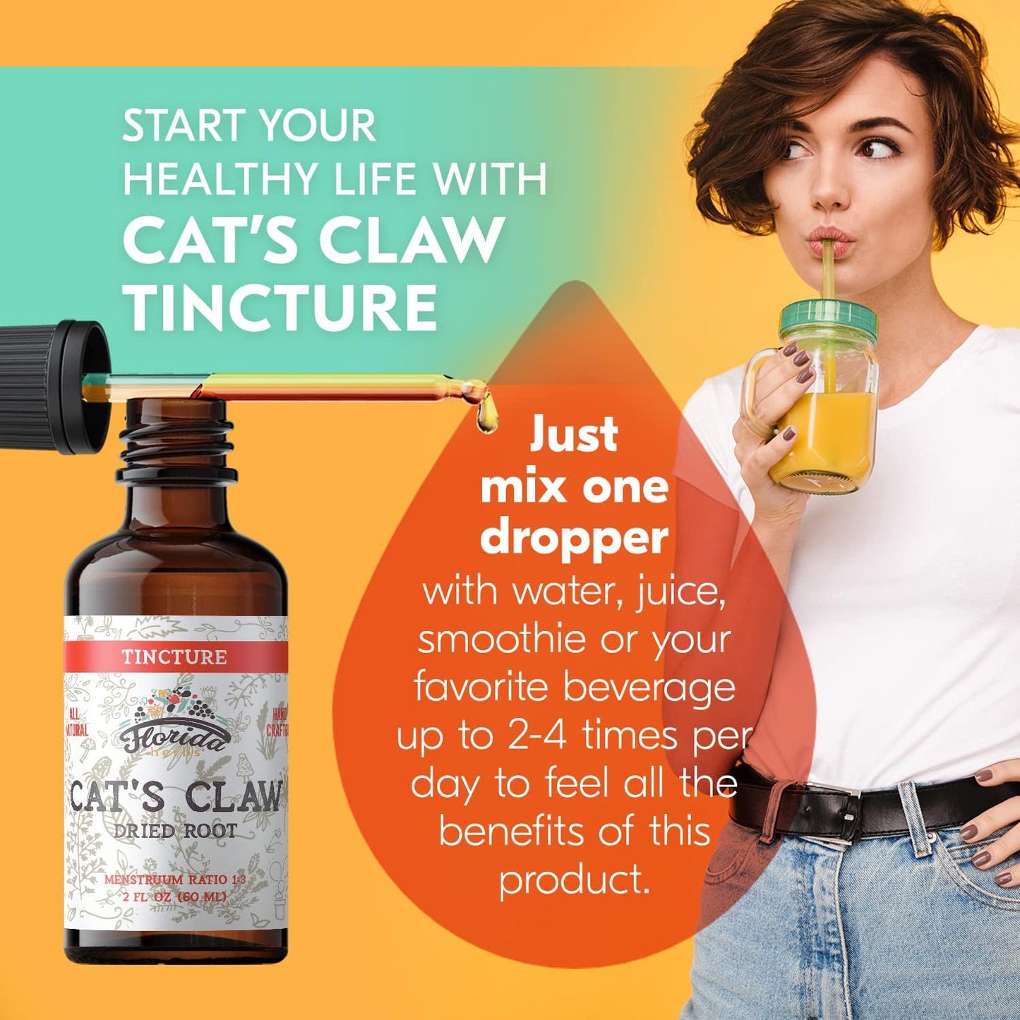 Cat's Claw Tincture, Alcohol-Free Organic Supplement, 60 ml - görsel 2