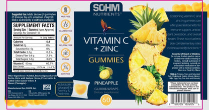 SOHM Vitamin C 60,000 mcg + Zinc 15,000 mcg Gummies for Adults – 60 Count