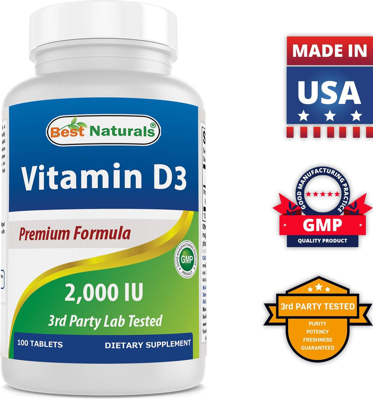 Best Naturals Vitamin D3 2000 IU (50 mcg) - 100 Tablets - görsel 6