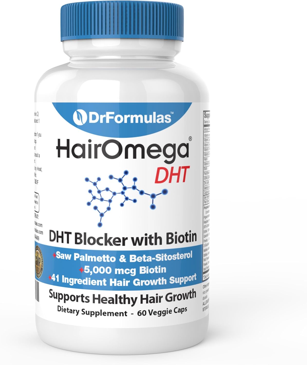 DrFormulas HairOmega DHT Blocker – Biotin 5000 mcg Hair Growth Supplement for Women and Men, 30-Day Supply - görsel 1