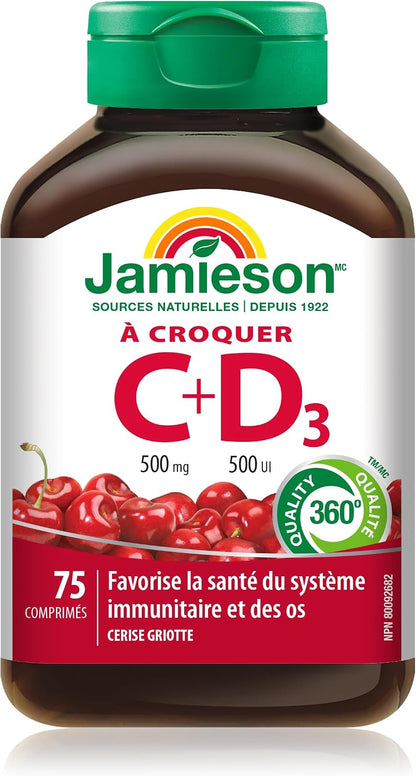 Jamieson Vitamin C + D Chewable, 75 Tablets