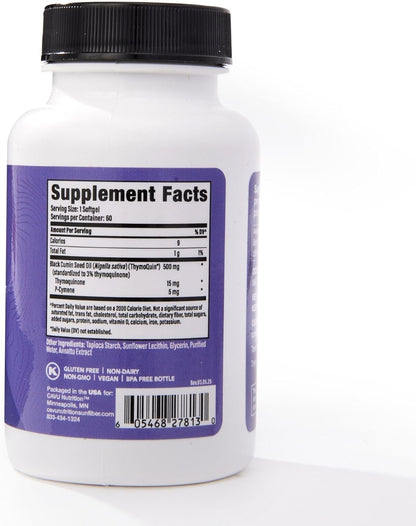 ThymoQuin Mood Support Supplement with Full-Spectrum, Cold Pressed Black Seed Oil with 3% Thymoquinone | Stress, Emotional Balance & Serotonin Support Brain Supplement for Men & Women, 60 Soft gel capsule Capsules