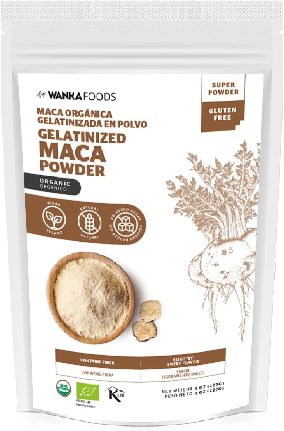 WANKA FOODS Organic Gelatinised Maca Powder, 8 oz (227 g) - görsel 1