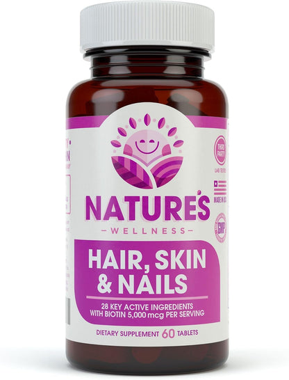 Hair, Skin & Nails Essential Nourishing Food Supplement - 4000mcg Biotin, 60 Capsules