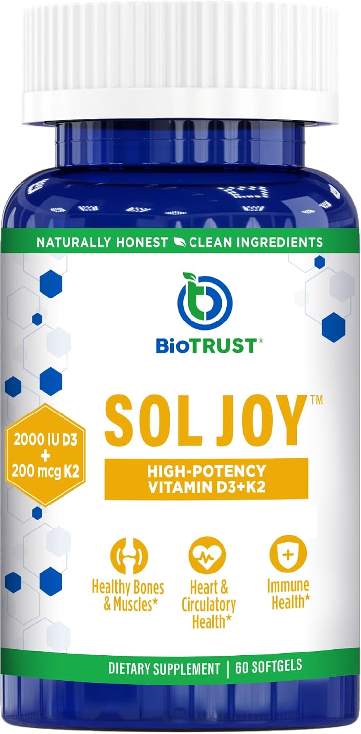 BioTrust Sol Joy, High Strength Vitamin D3 & K2 – 2000 IU (50 µg) D3 & 200 µg K2 - görsel 1