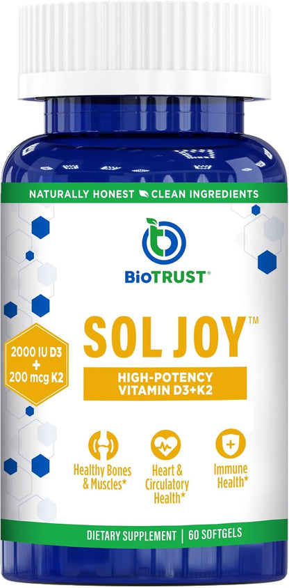 BioTrust Sol Joy, High Strength Vitamin D3 & K2 – 2000 IU (50 µg) D3 & 200 µg K2
