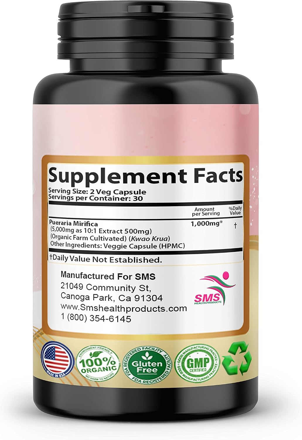 Pueraria Mirifica Capsules, No Fillers, 1000mg Daily, Organic Root Extract Supplement, 60 Veggie Capsules for Men, Women & Transgender Adults - görsel 2