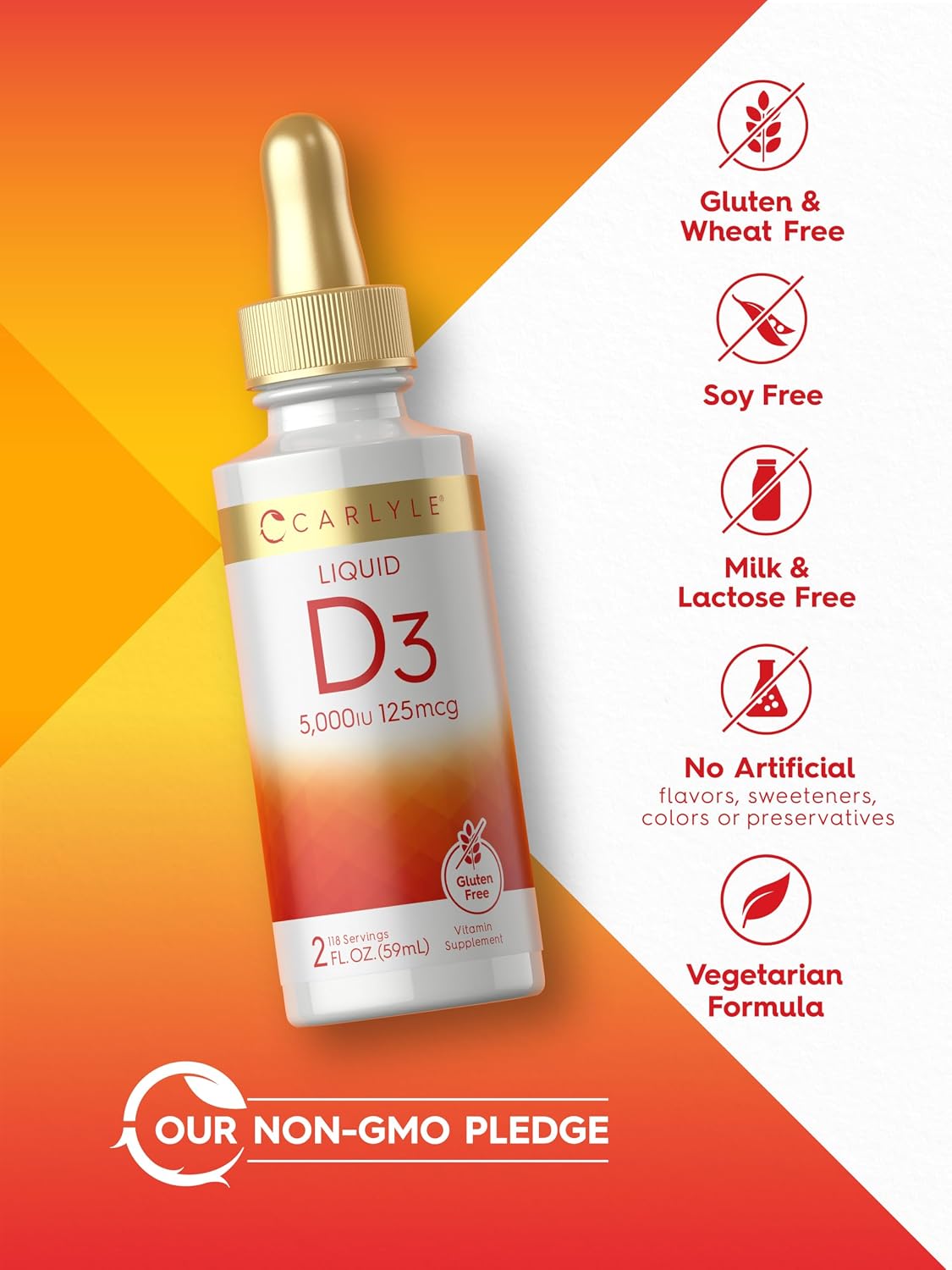 Carlyle Vitamin D3 Liquid Drops | 5000 IU (125 mcg) | 60 ml | Vitamin D Supplement for Adults | Vegetarian, Non-GM, and Gluten-free - görsel 5